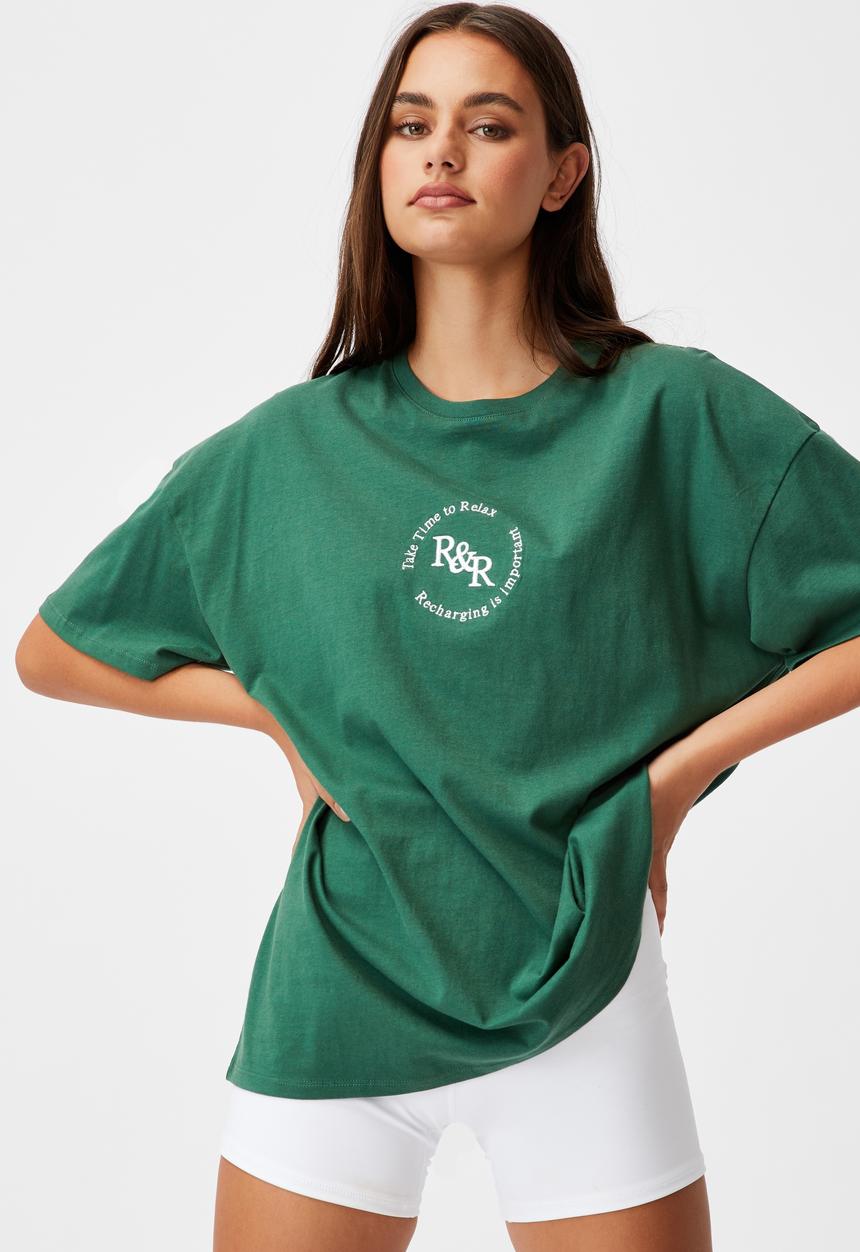 Factorie - Super relaxed graphic tee - hunter green