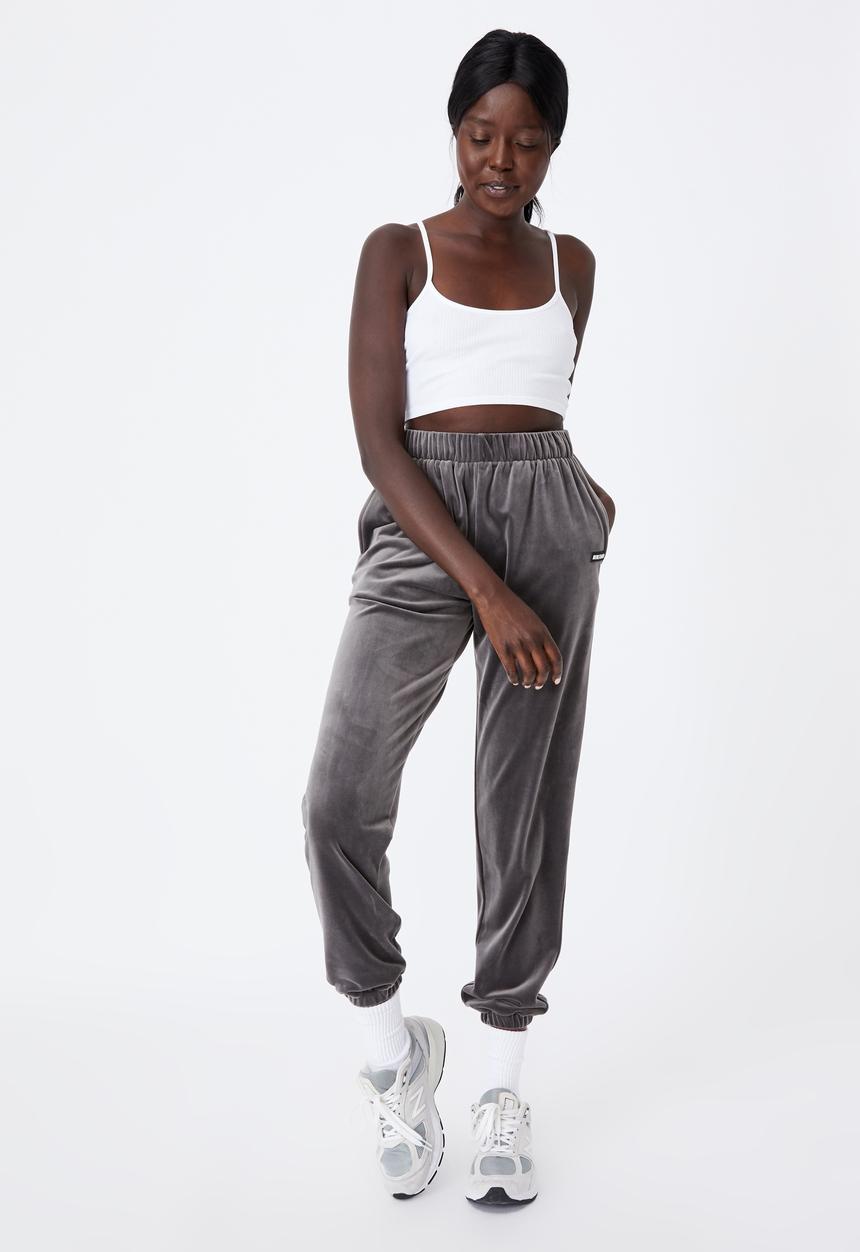 Factorie - Velour classic trackpant - plum kitten