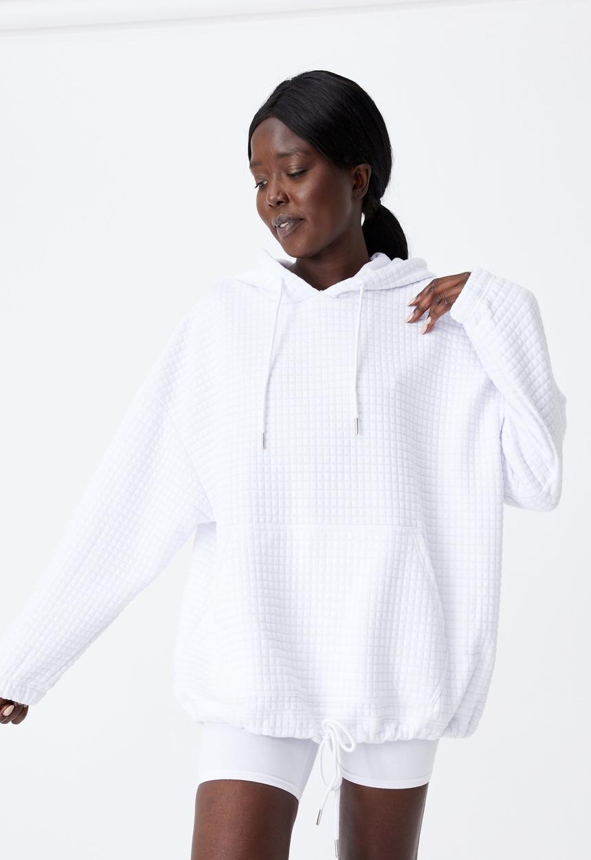 Factorie - Super oversized waffle hoodie - white