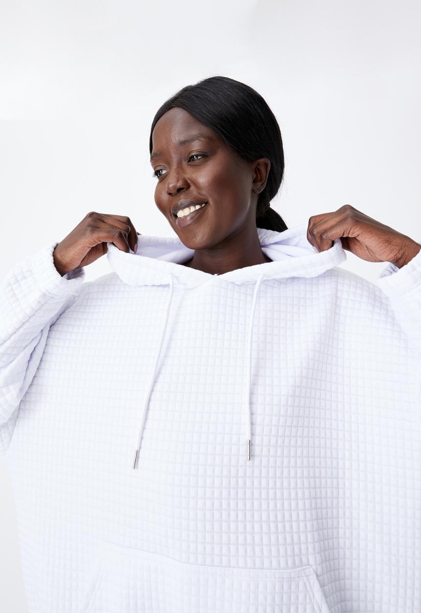 Factorie - Super oversized waffle hoodie - white