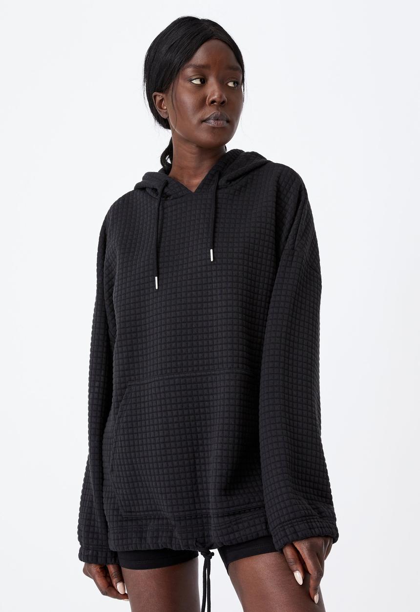 Factorie - Super oversized waffle hoodie - black