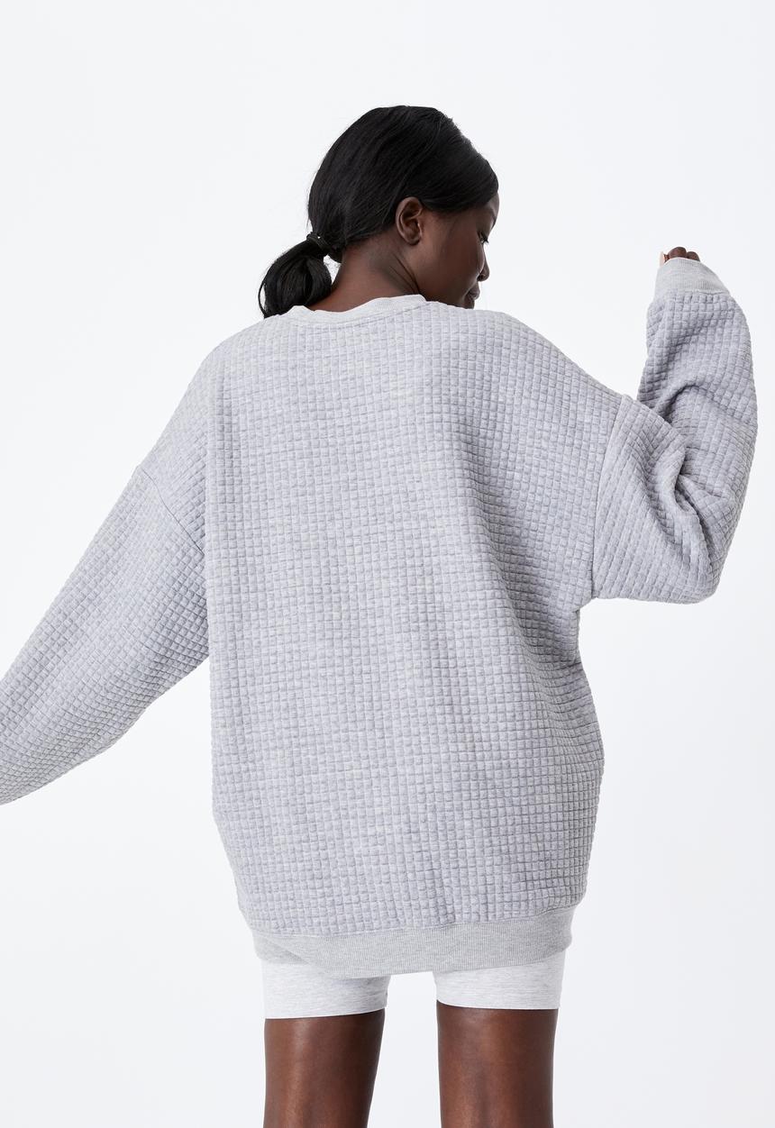 Factorie - Waffle oversized graphic crew - grey marle