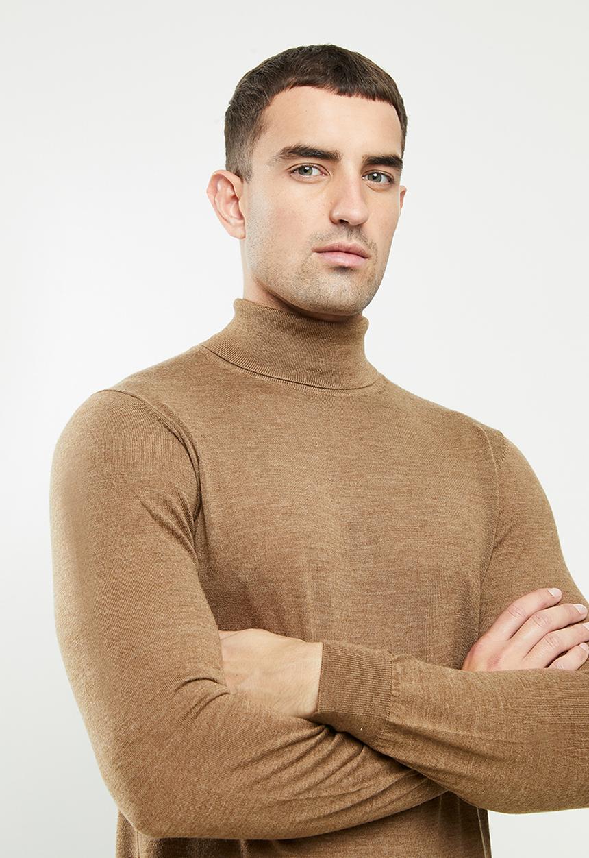 MANGO - Willy Merino Wool washable  knitwear sweater - brown
