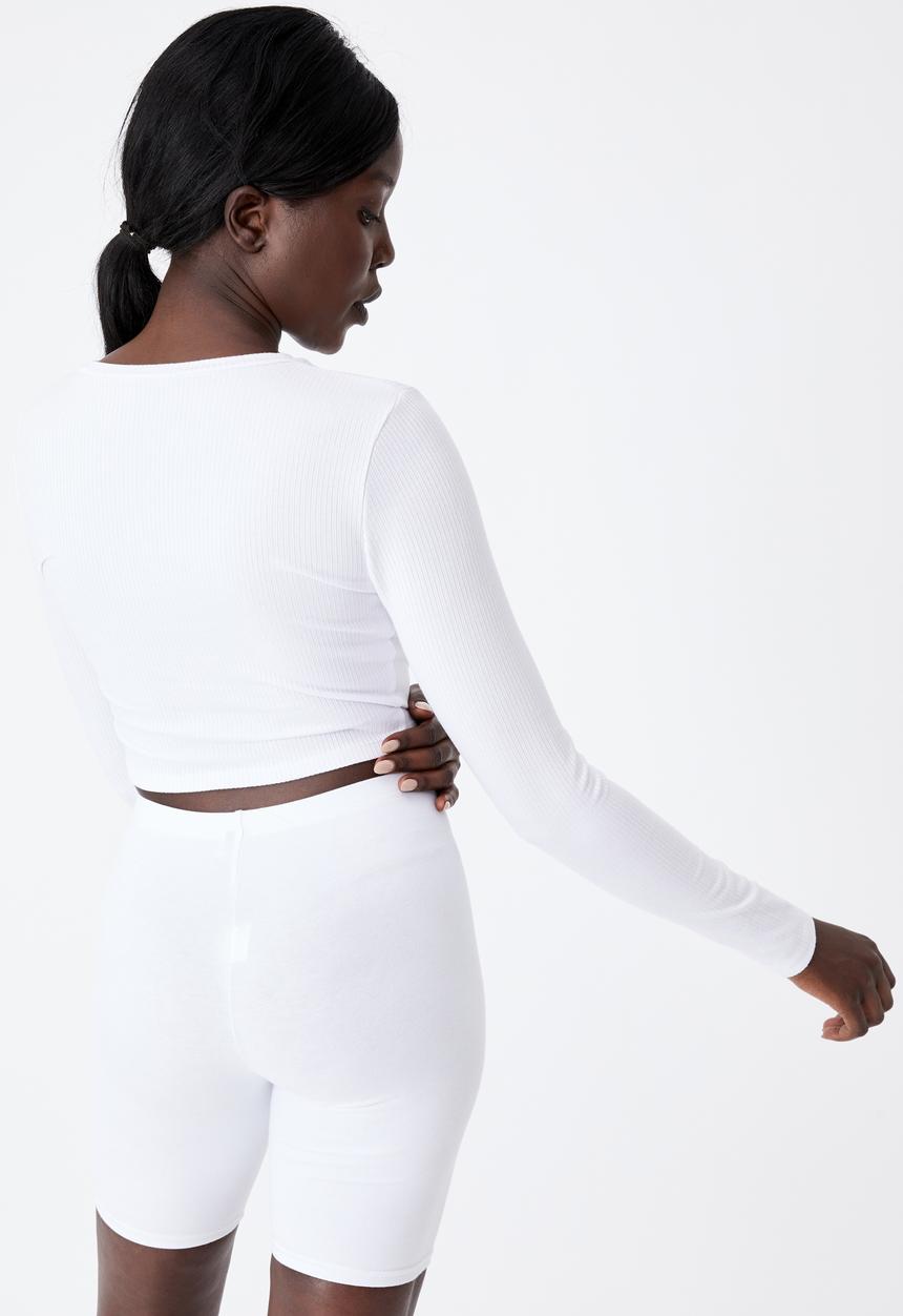 Factorie - Long sleeve cinch front top - white