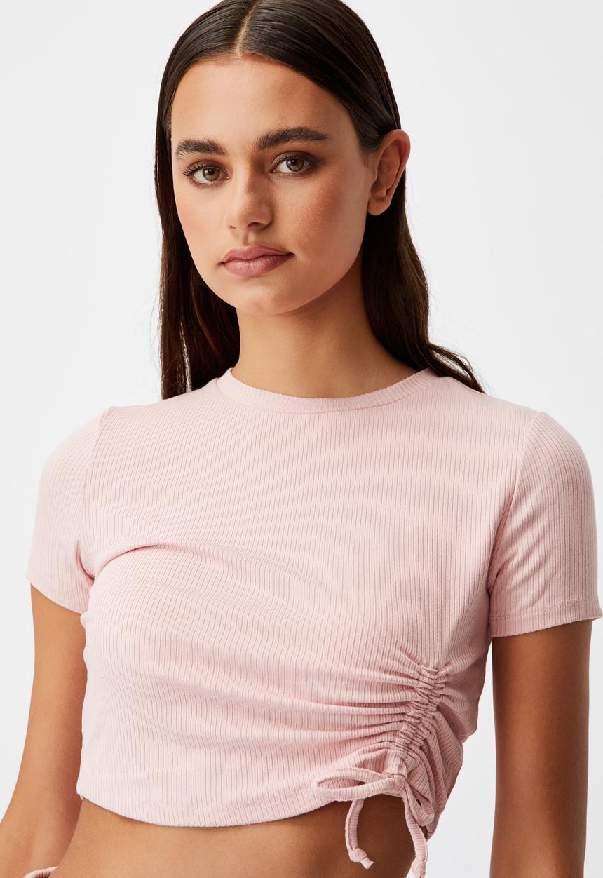 Factorie - Ruched short sleeve top - pink