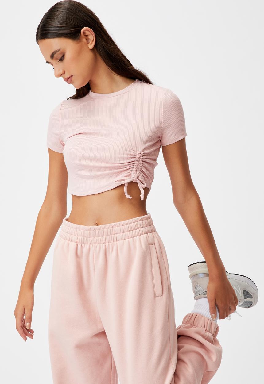 Factorie - Ruched short sleeve top - pink
