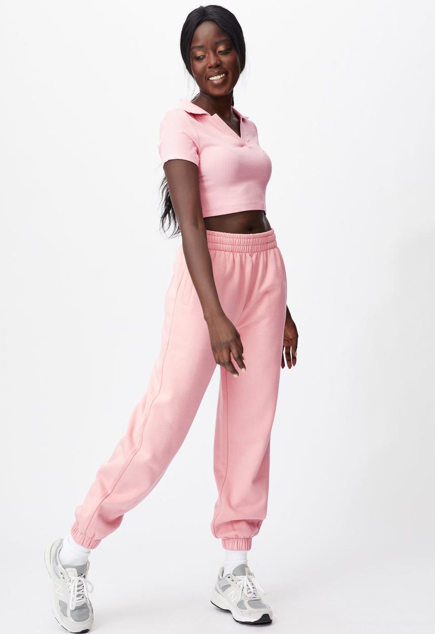 Factorie - Rib polo top - pink