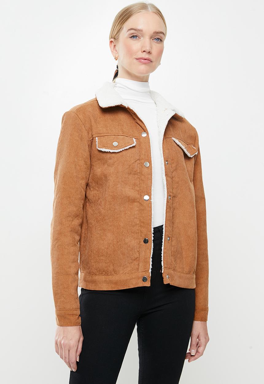 STYLE REPUBLIC - Corduroy faux fur jacket - tan