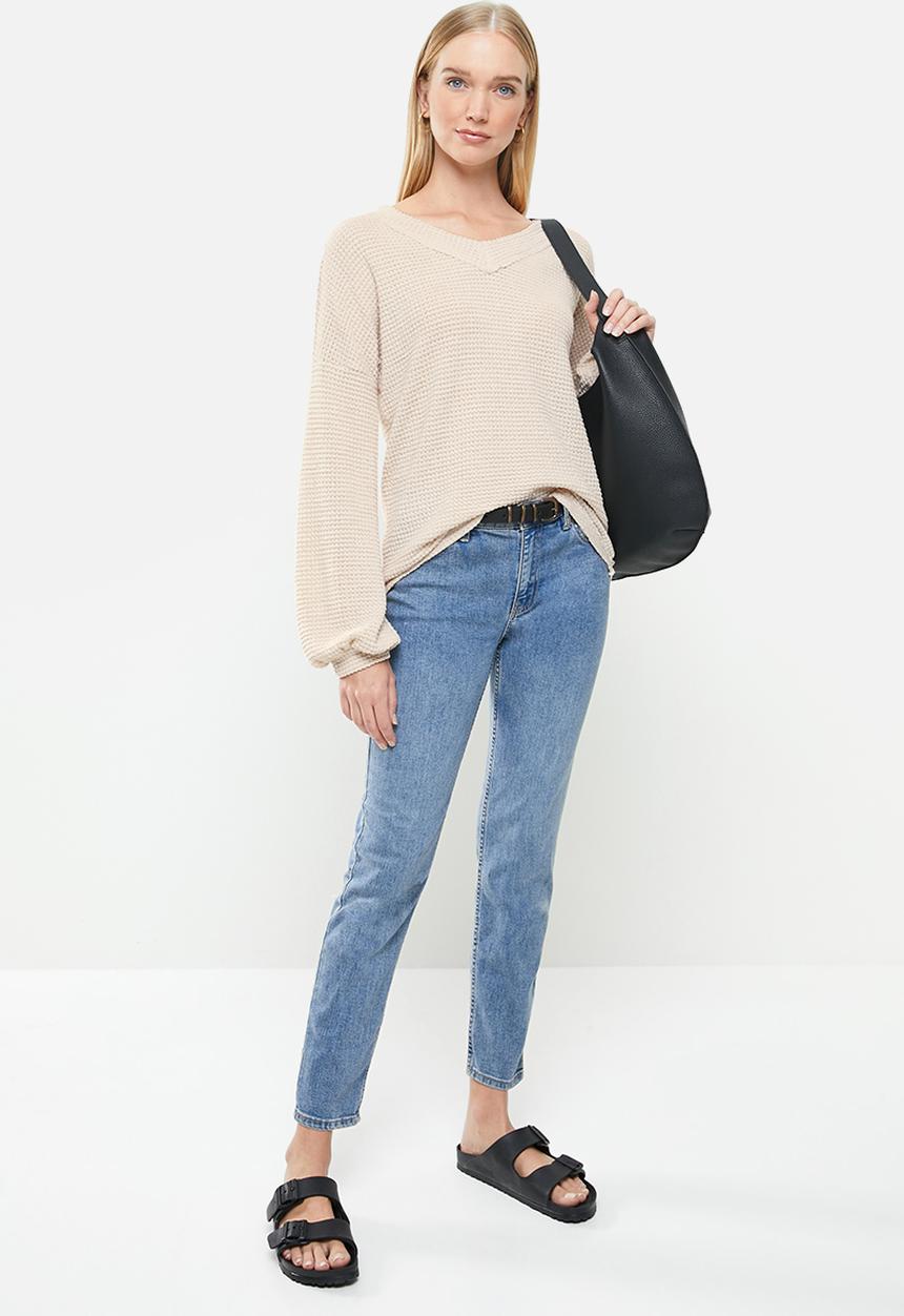 STYLE REPUBLIC - V-neck long sleeve top - ecru
