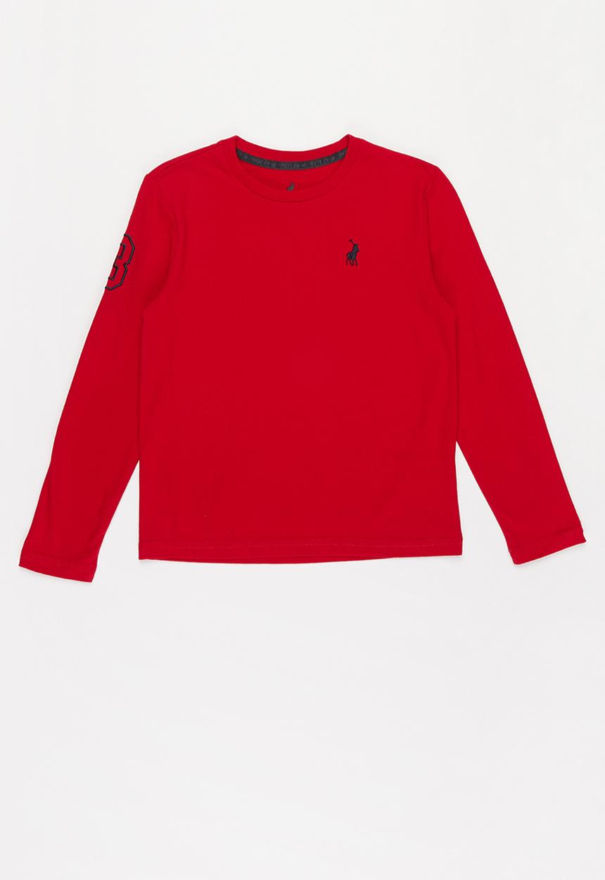 POLO - Boys ashton long sleeve tee - red