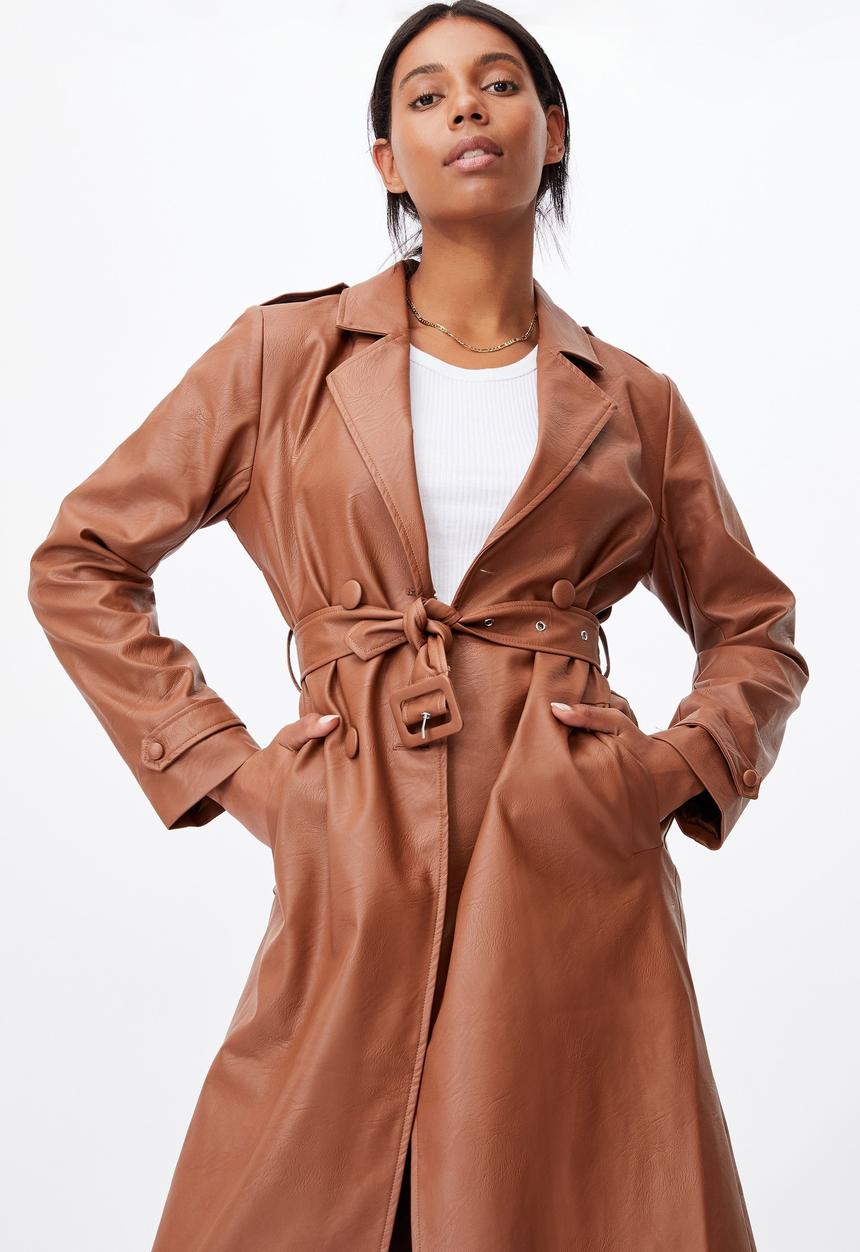 Cotton On - Vegan leather trench - tan