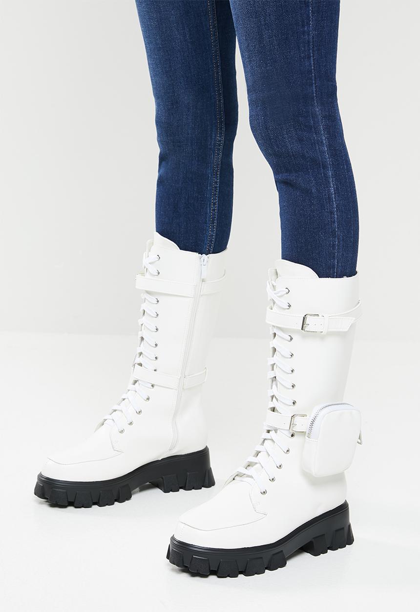 Footwork - Quad combat boot with detachable pouch - white