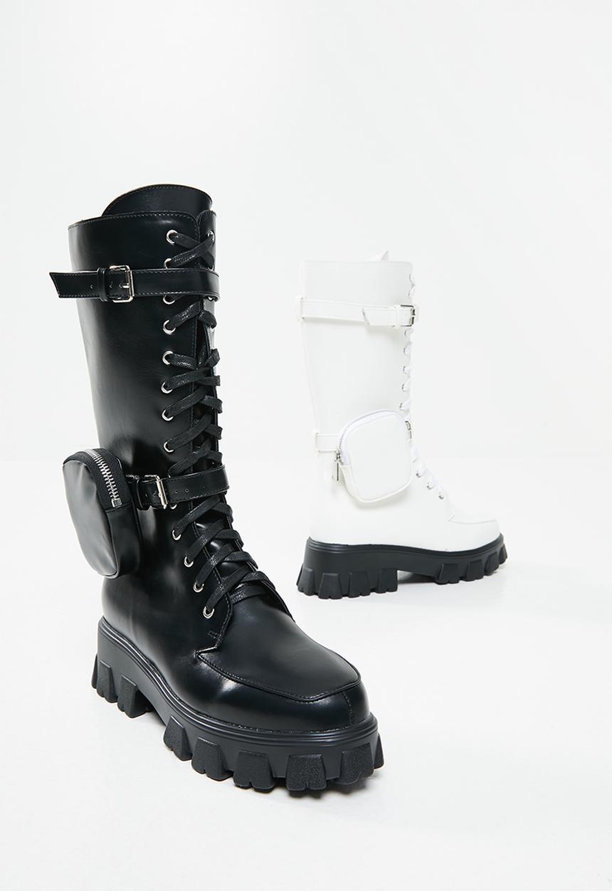 Footwork - Quad combat boot with detachable pouch - black