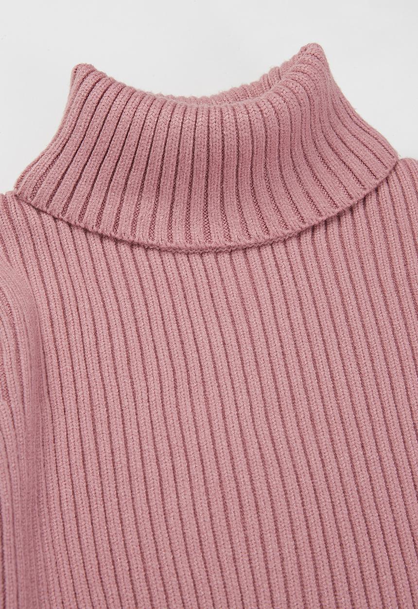 Pop Candy - Girls knitted polo neck - mauve
