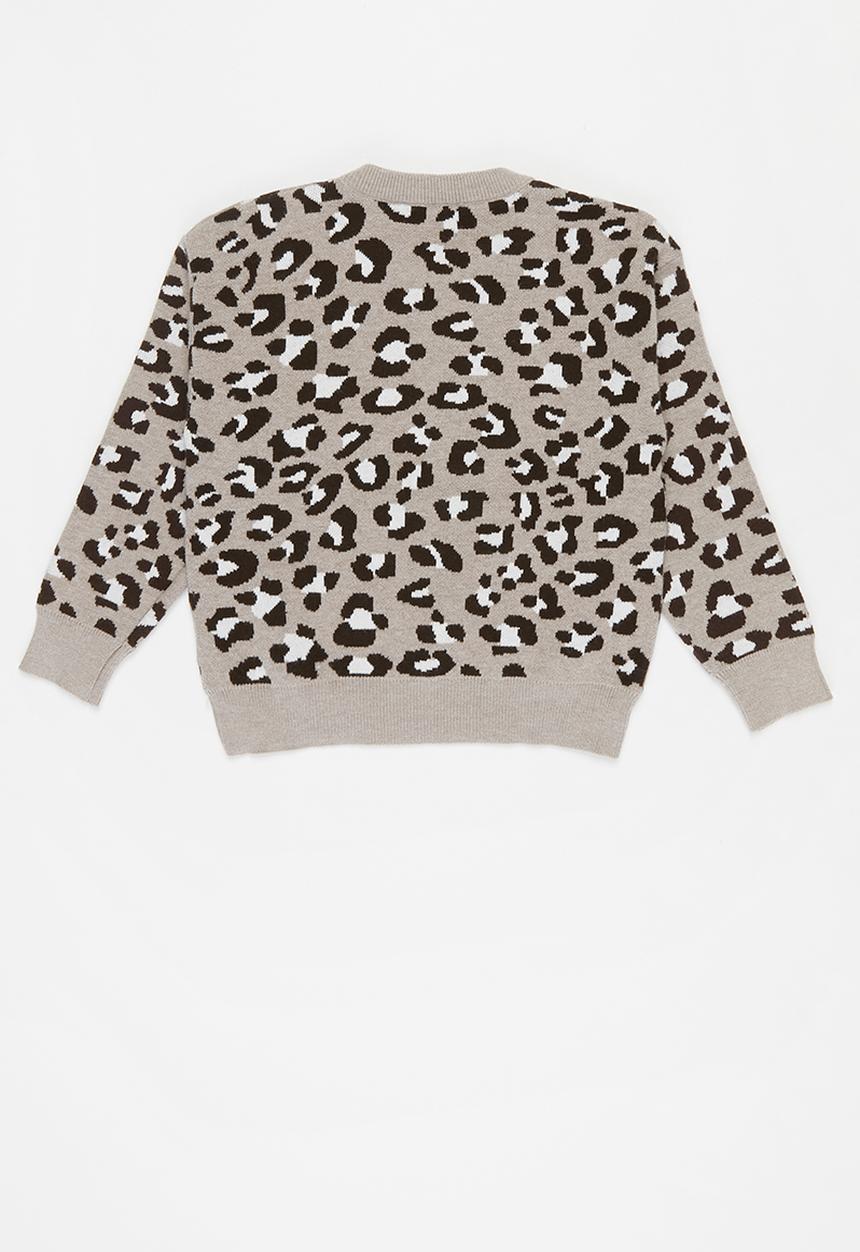 Pop Candy - Girls animal print jersey - grey