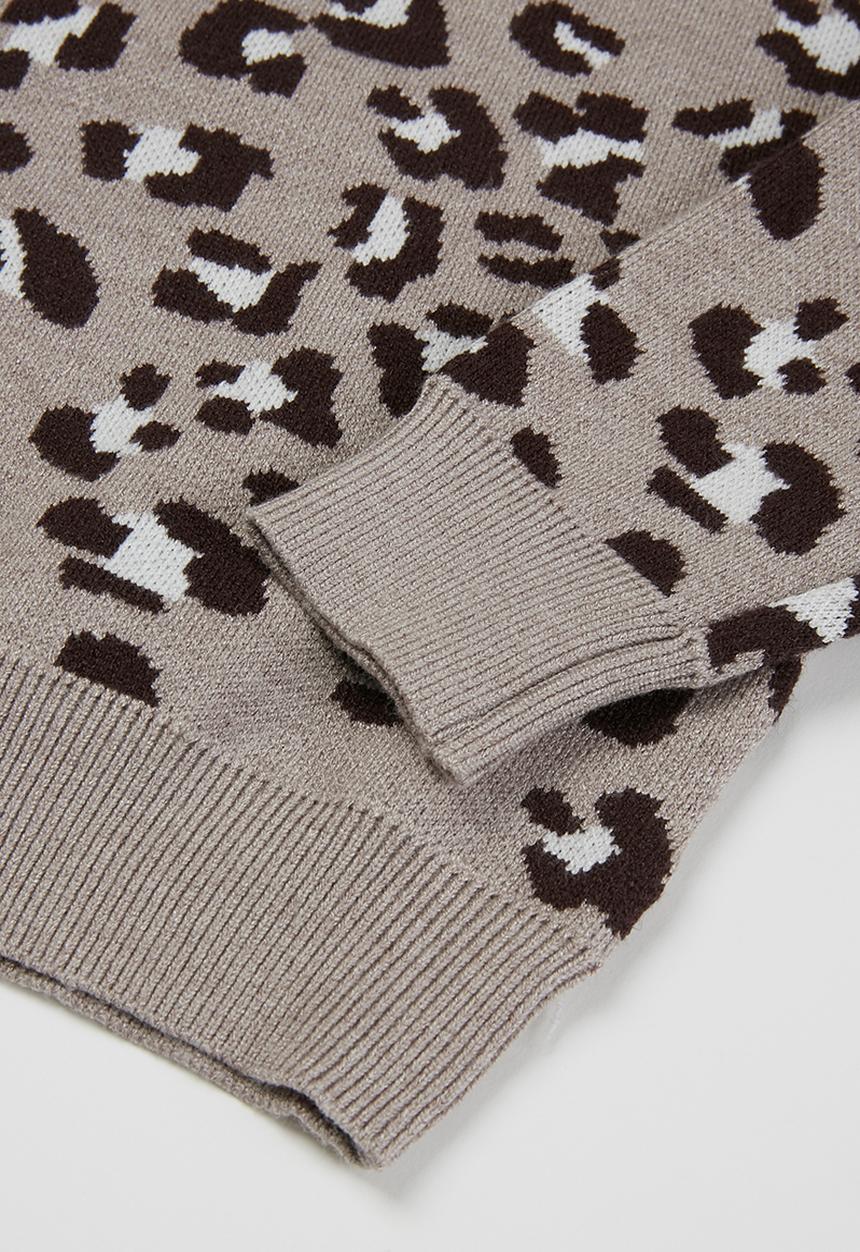 Pop Candy - Girls animal print jersey - grey