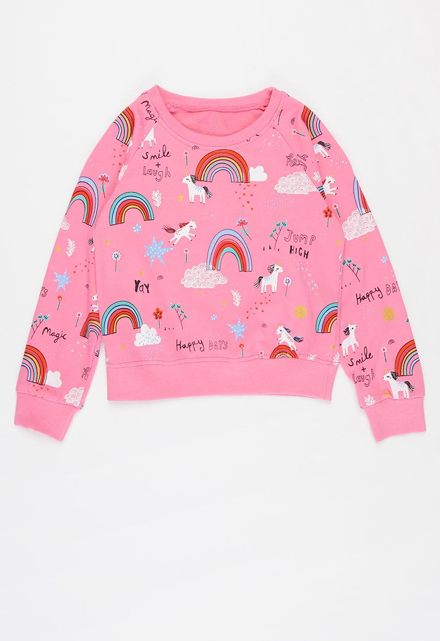 Pop Candy - Girls unicorn & rainbows crew - pink