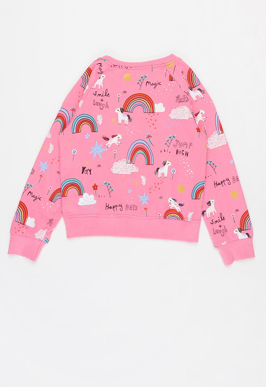 Pop Candy - Girls unicorn & rainbows crew - pink