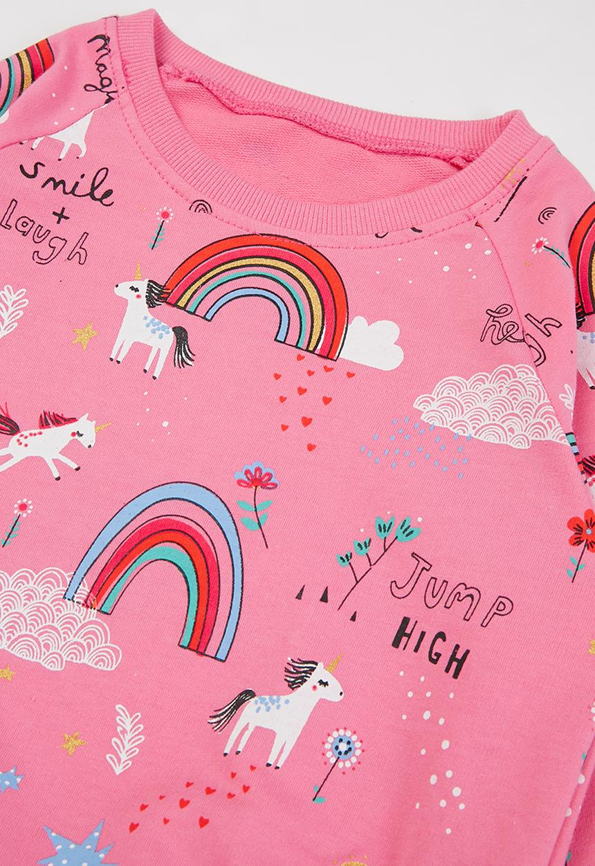 Pop Candy - Girls unicorn & rainbows crew - pink