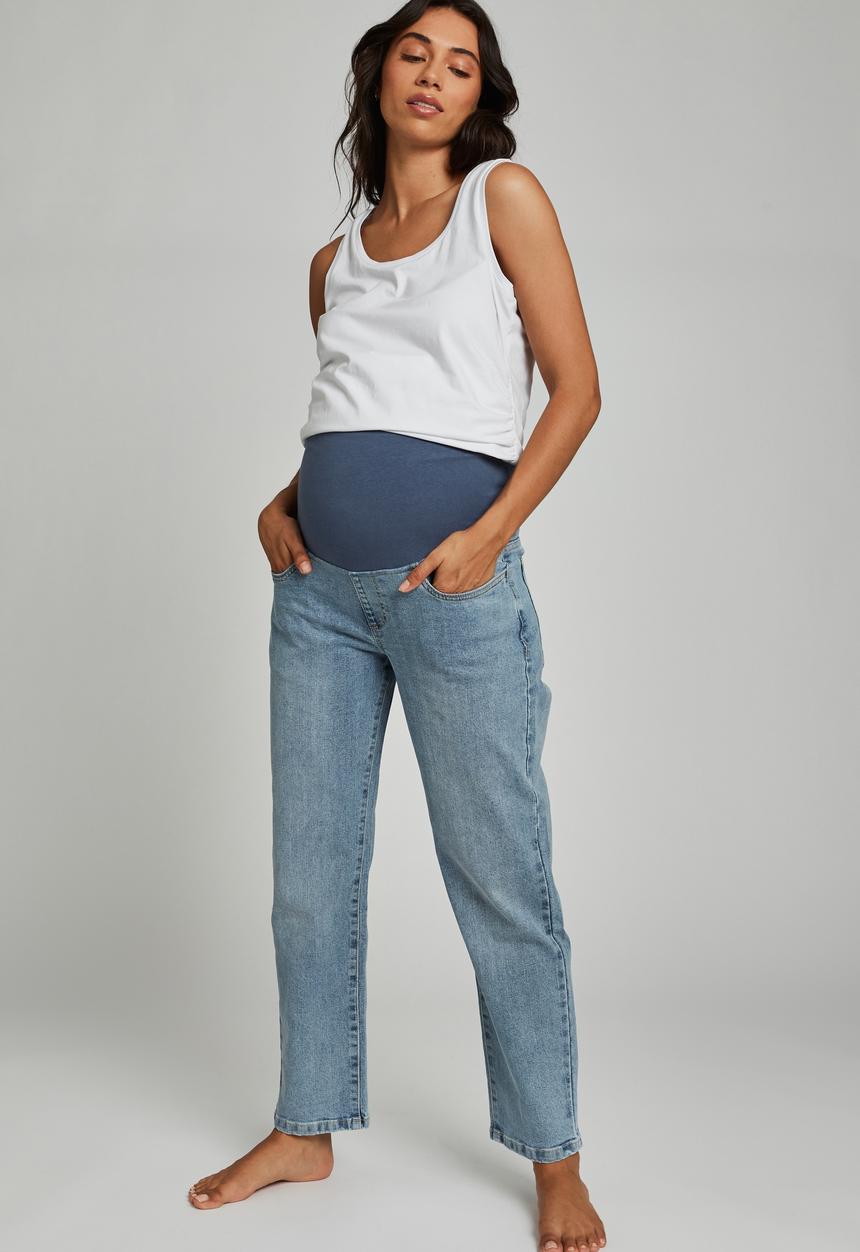 Cotton On - Maternity straight stretch jean over belly - aireys blue
