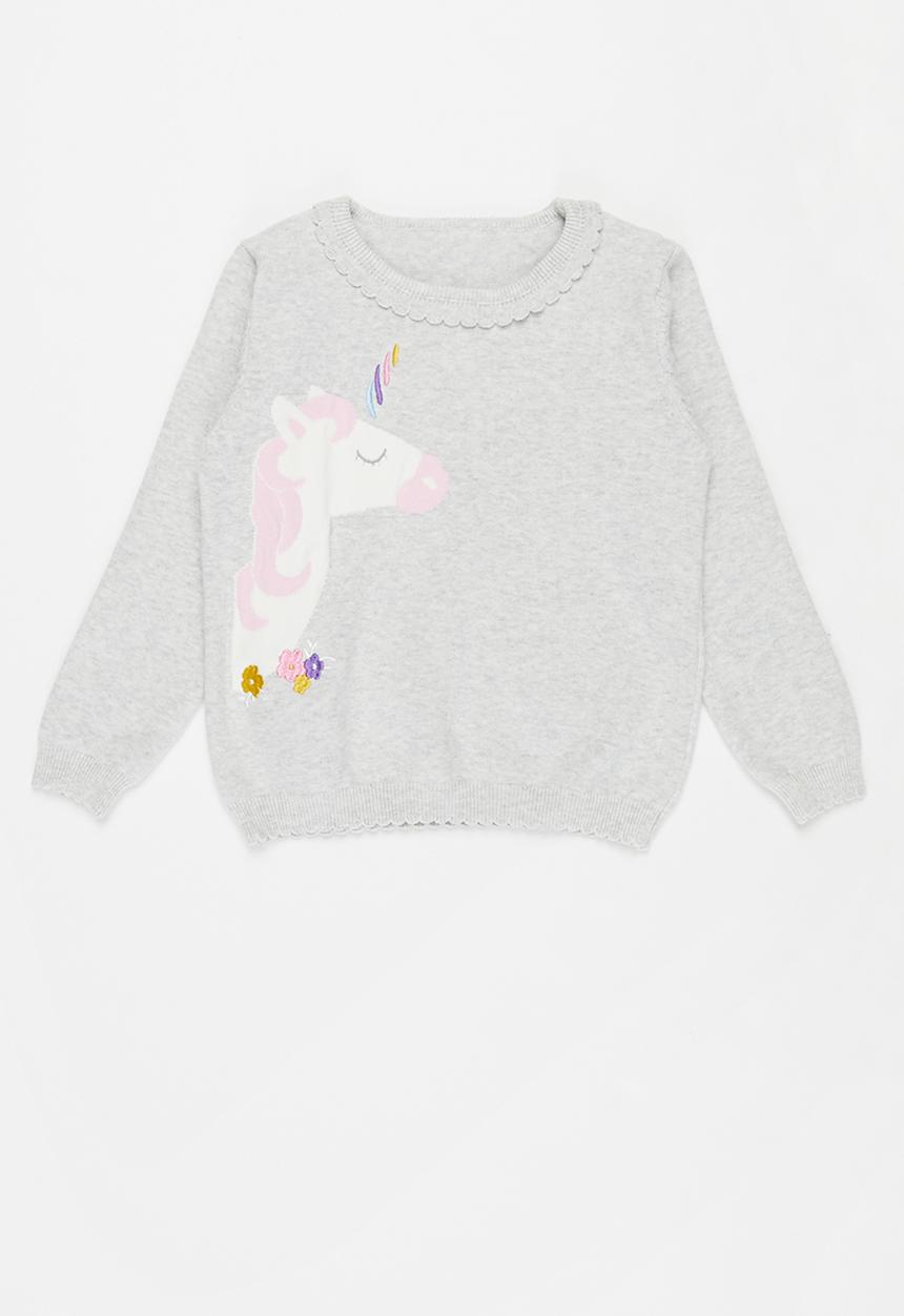 Pop Candy - Girls unicorn jersey - grey