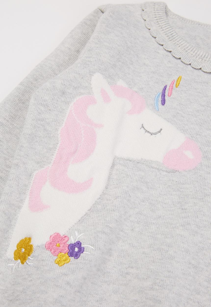 Pop Candy - Girls unicorn jersey - grey