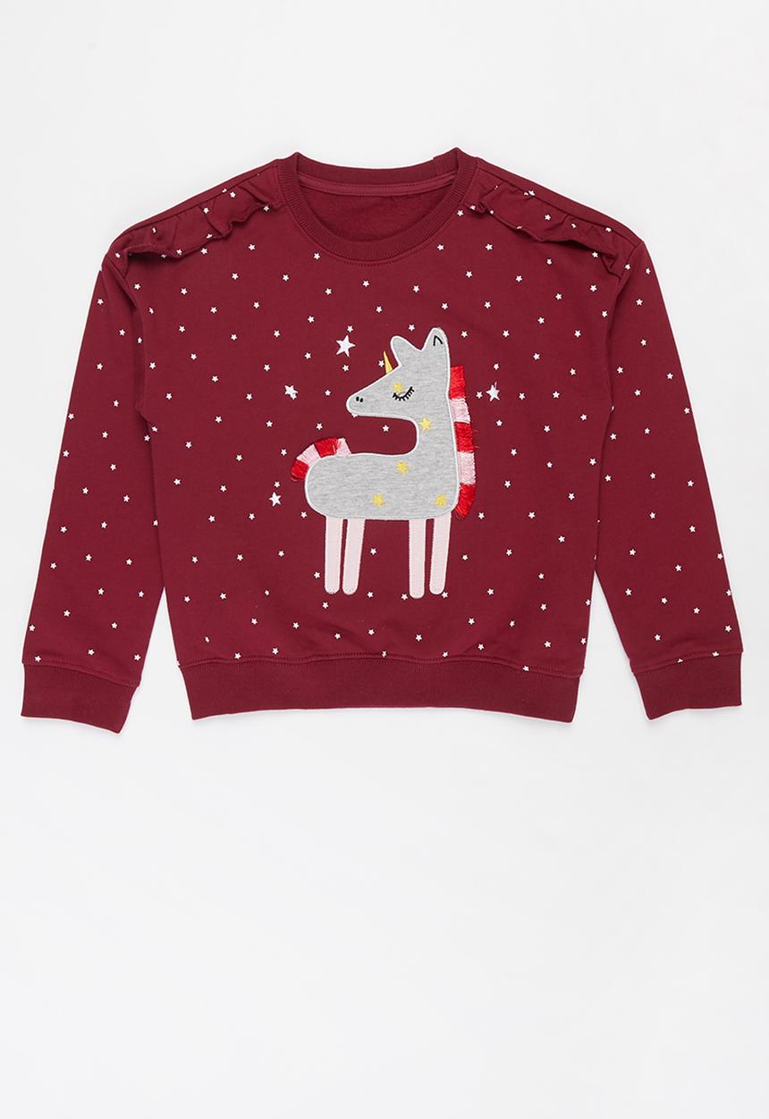Pop Candy - Girls unicorn crew - burgundy 