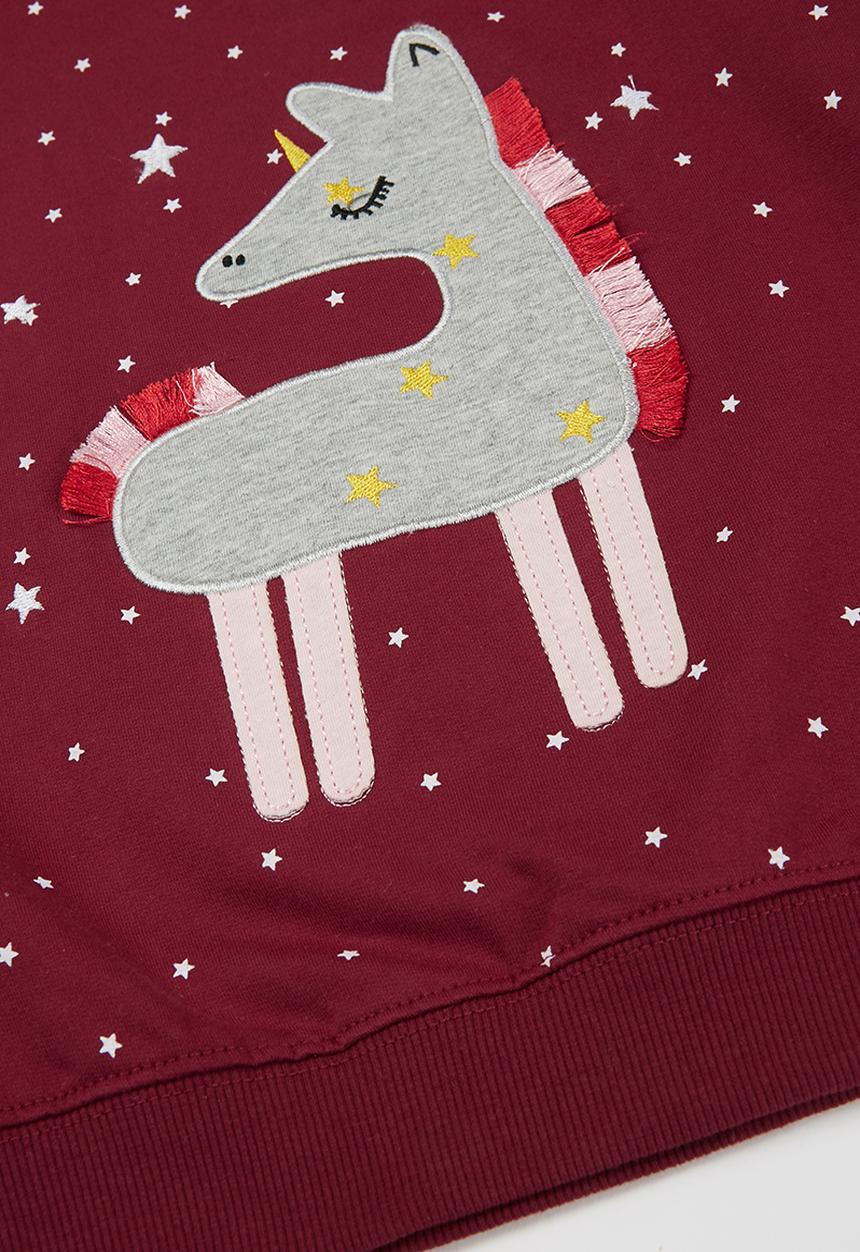 Pop Candy - Girls unicorn crew - burgundy 