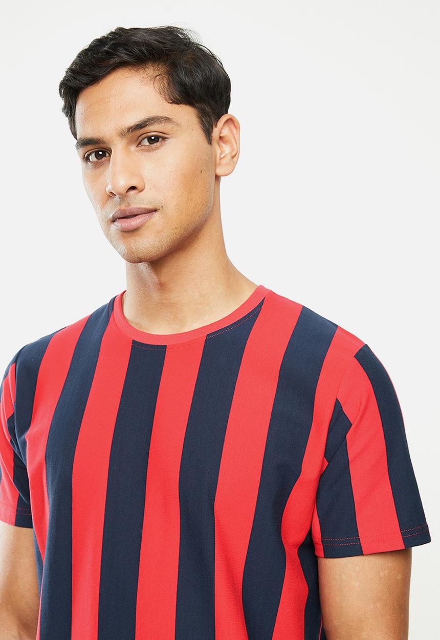 Cutty - T-shirt striped - navy & red 