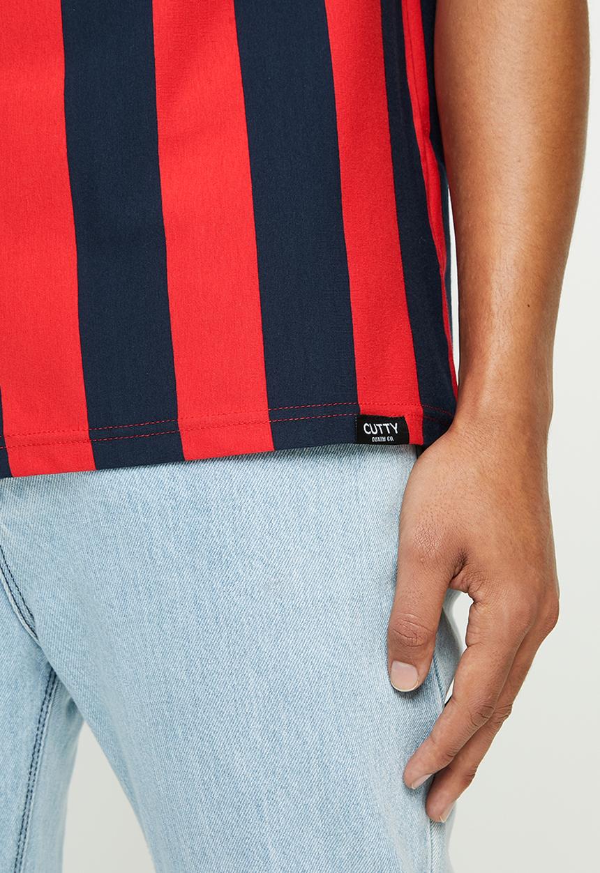 Cutty - T-shirt striped - navy & red 