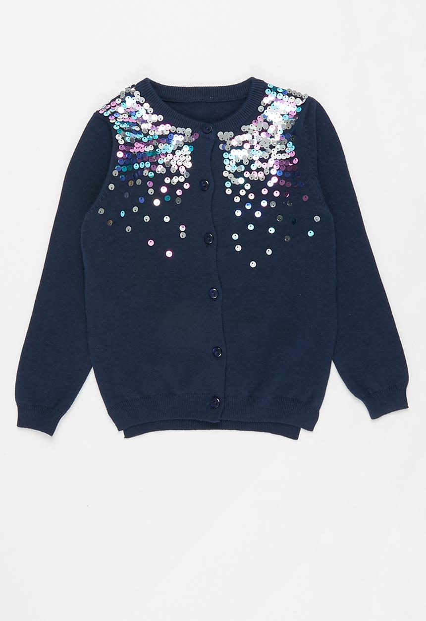 Pop Candy - Girls sequin cardigan - navy