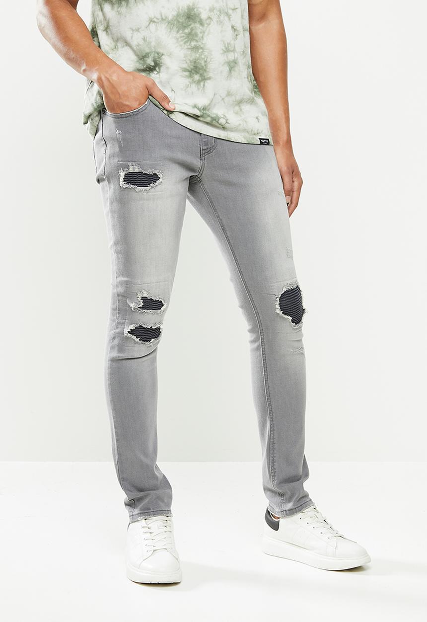 Cutty - Denim jean rip and repair - grey