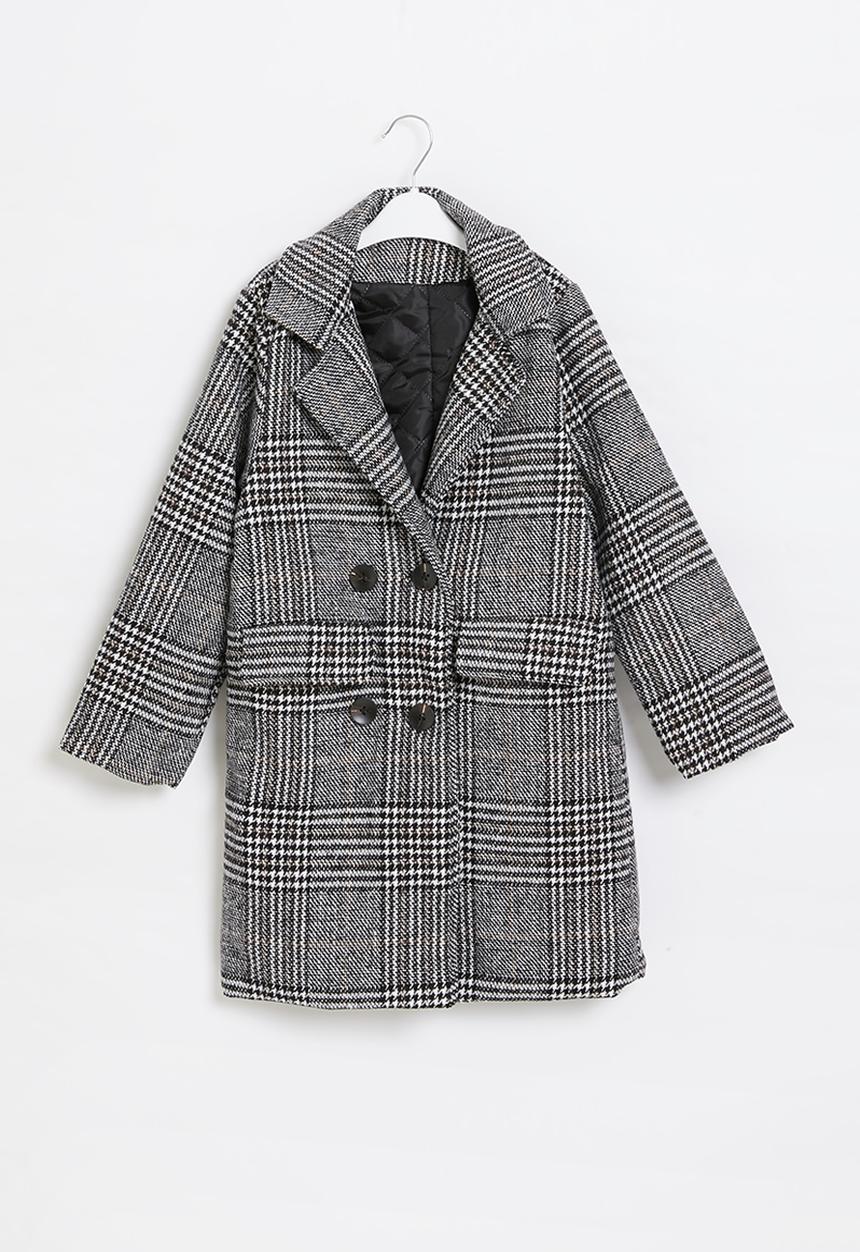 Pop Candy - Girls check coat - grey