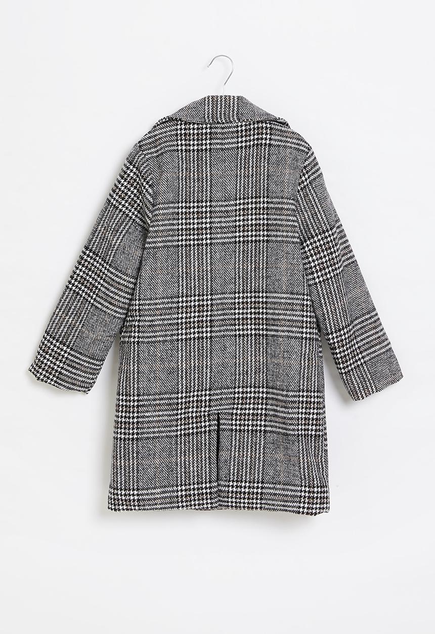 Pop Candy - Girls check coat - grey