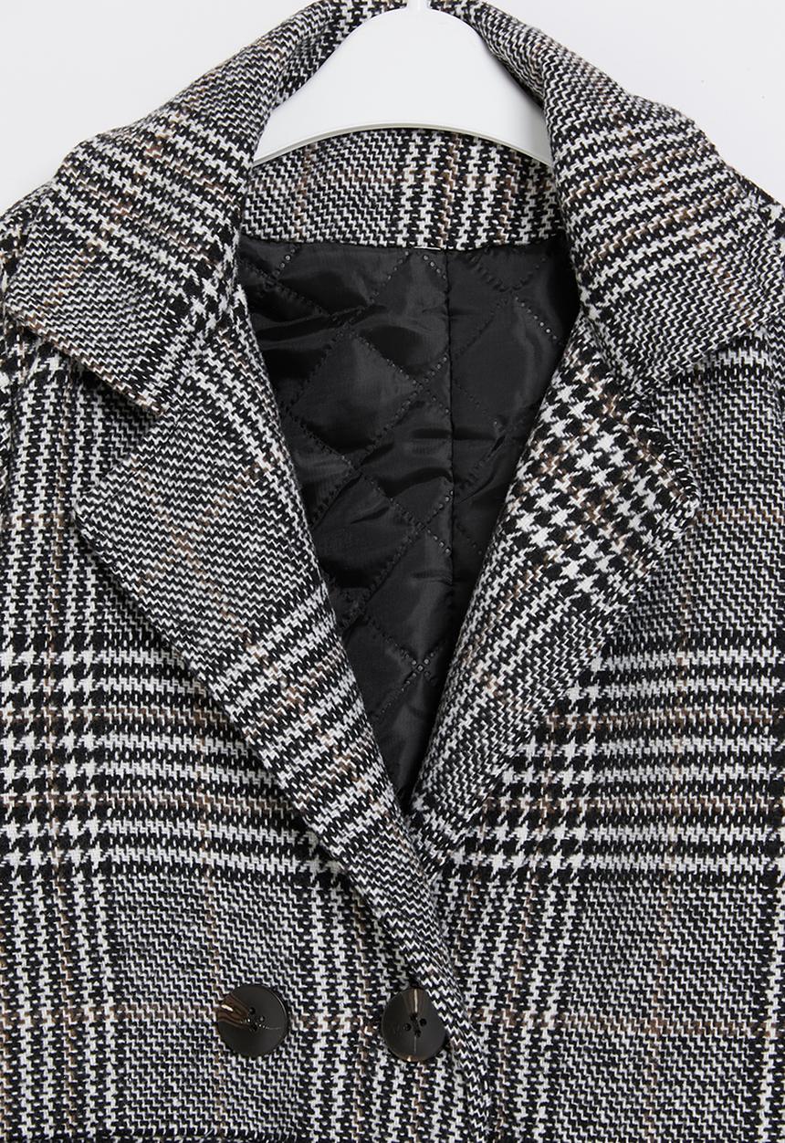 Pop Candy - Girls check coat - grey