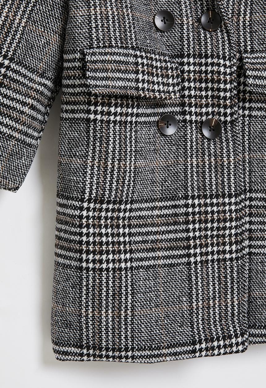 Pop Candy - Girls check coat - grey
