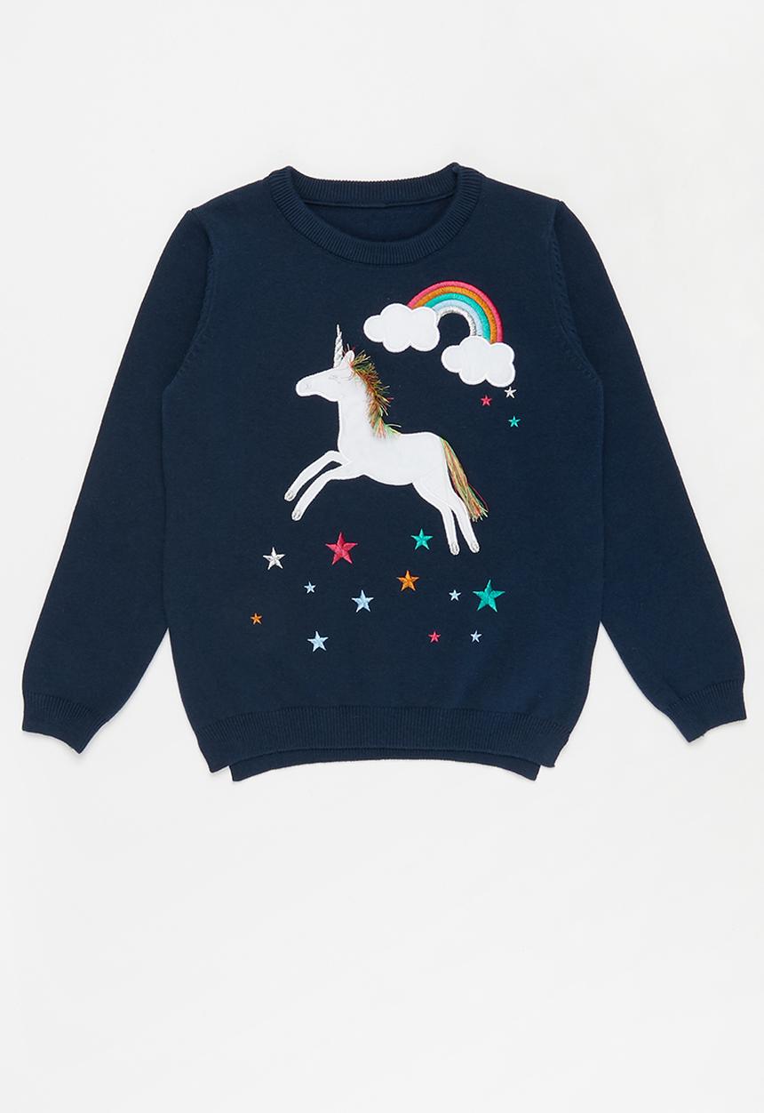 Pop Candy - Girls printed crew - navy