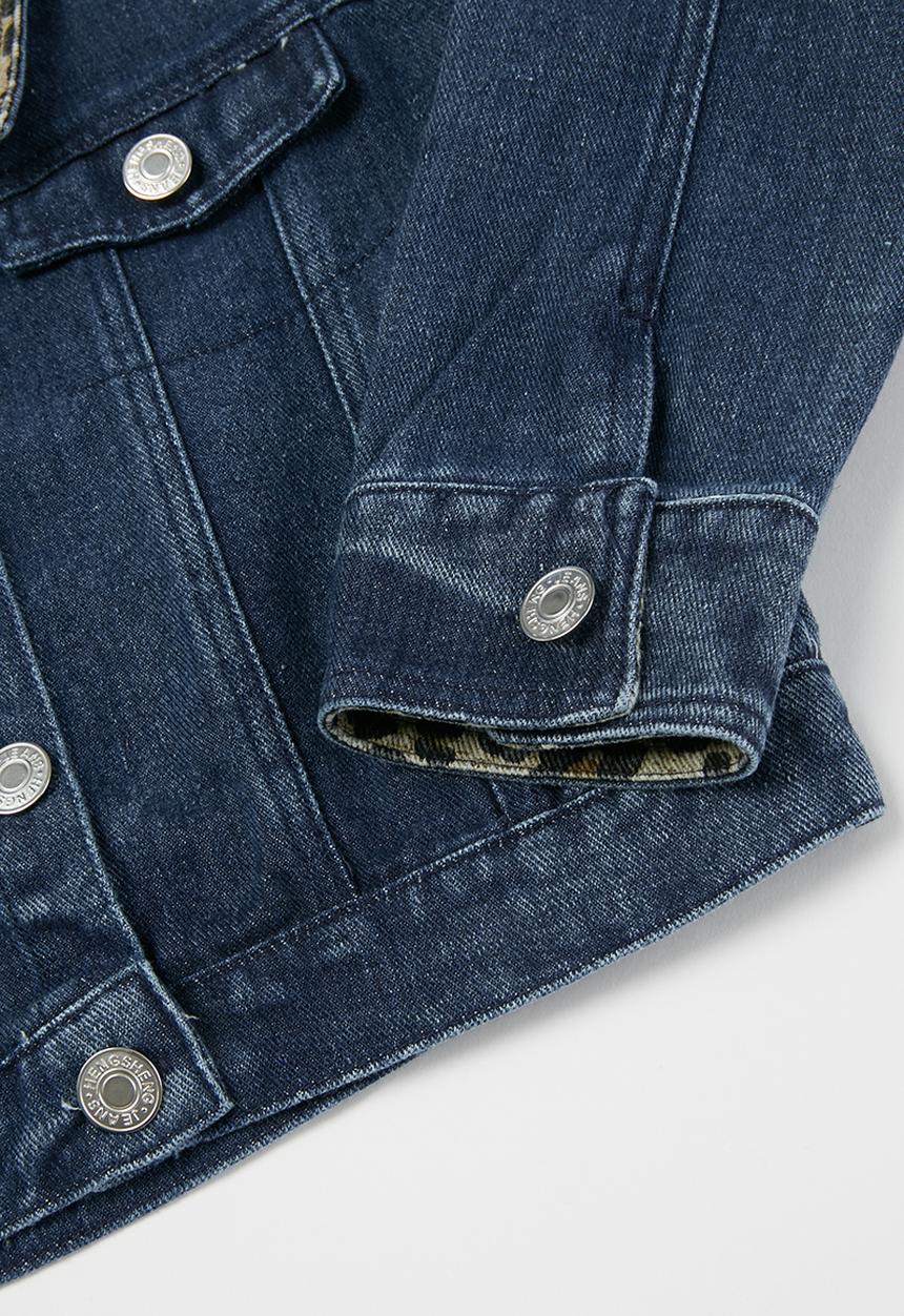 Pop Candy - Girls animal collar denim jacket - blue