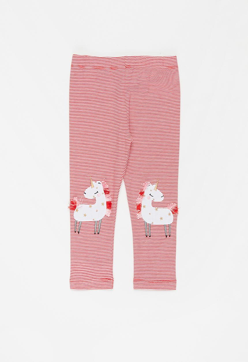 Pop Candy - Girls unicorn stripe legging - red