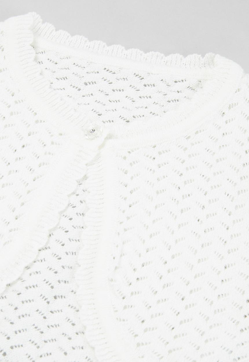 Pop Candy - Girls one button cardigan - white