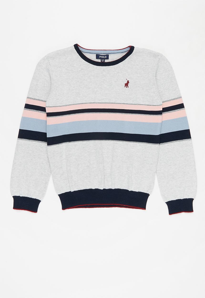 POLO - Girls candice triped pullover - grey
