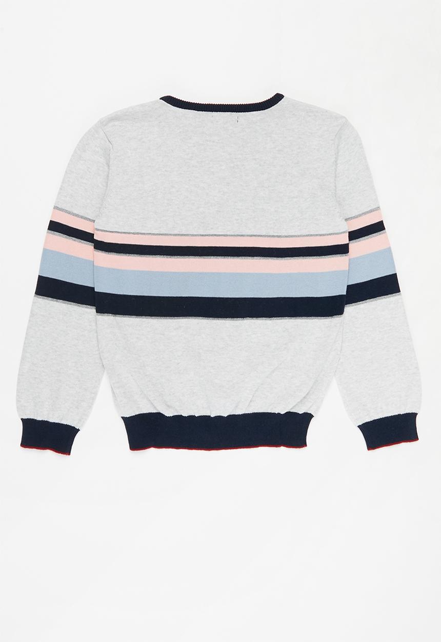 POLO - Girls candice triped pullover - grey