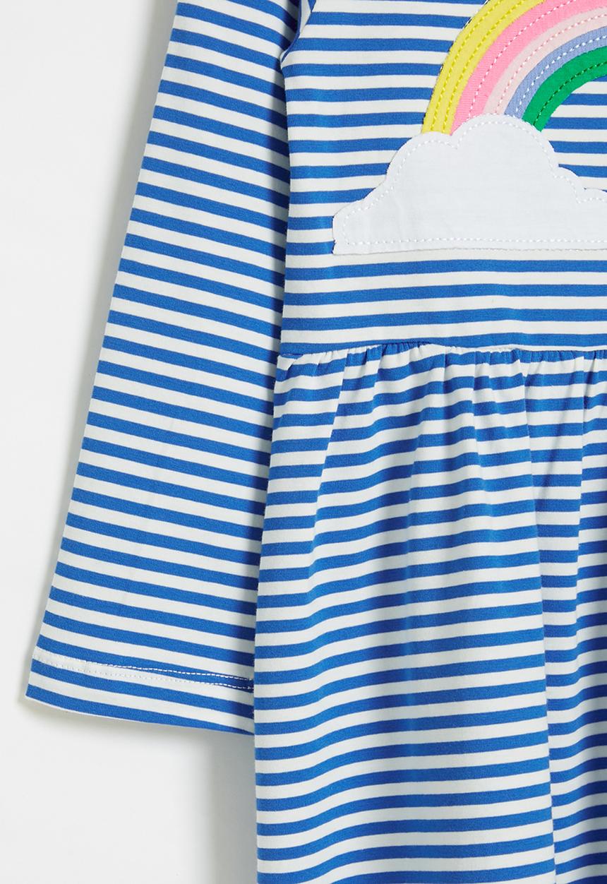 Pop Candy - Girls stripe rainbow dress - blue