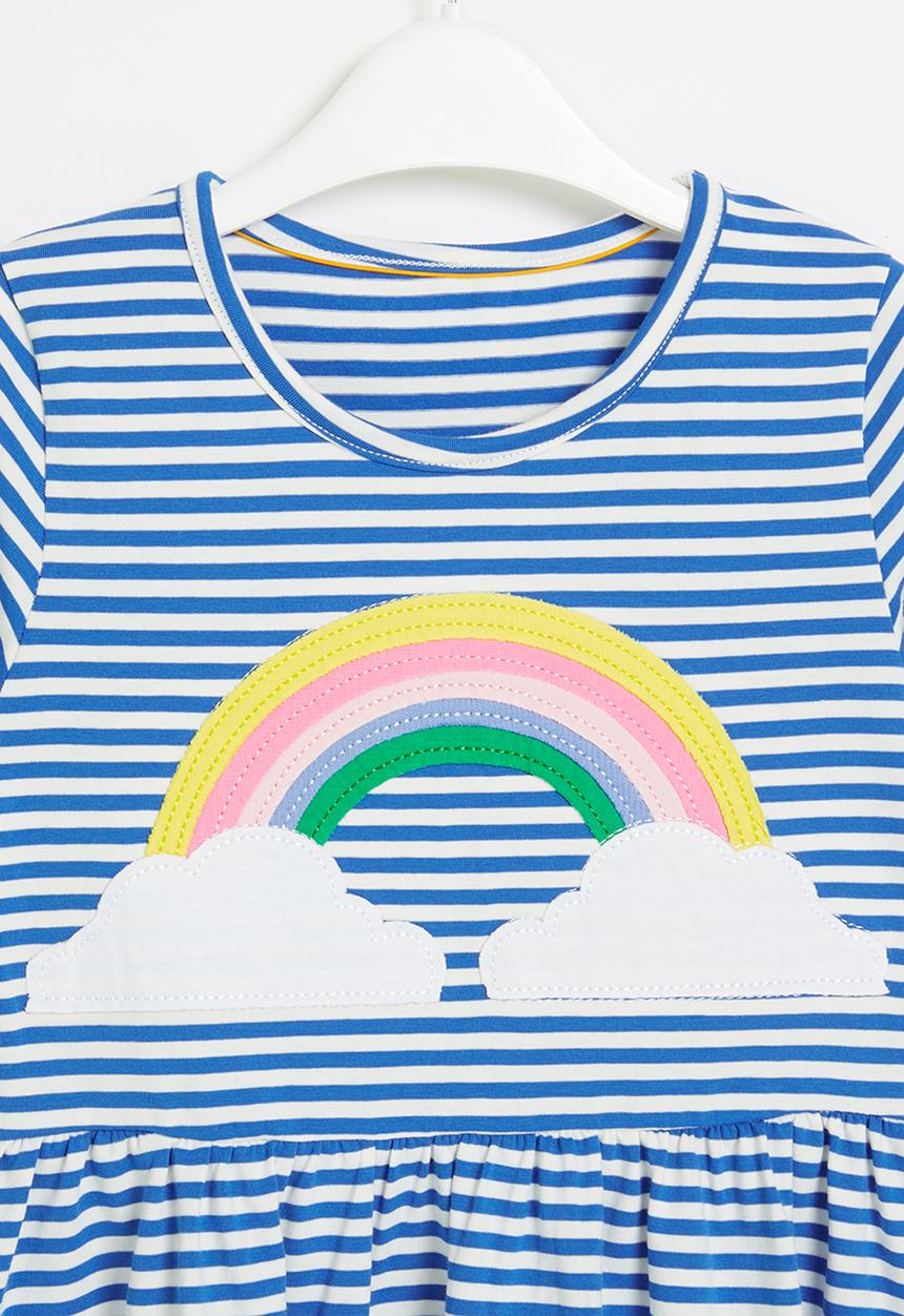 Pop Candy - Girls stripe rainbow dress - blue