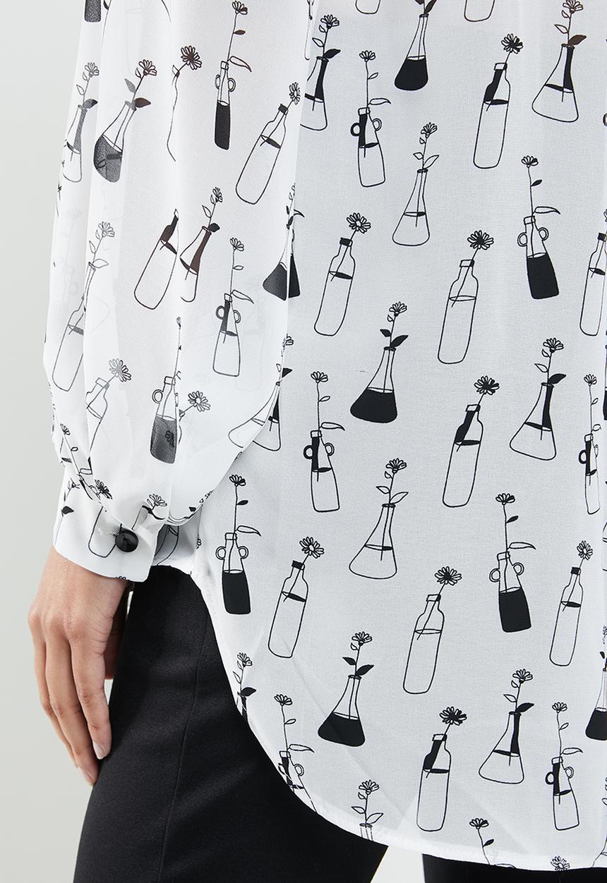Me&B - Vase print essential shirt - white
