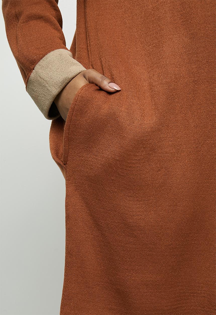 edit Plus - Two tone knitwear cardi - brown 