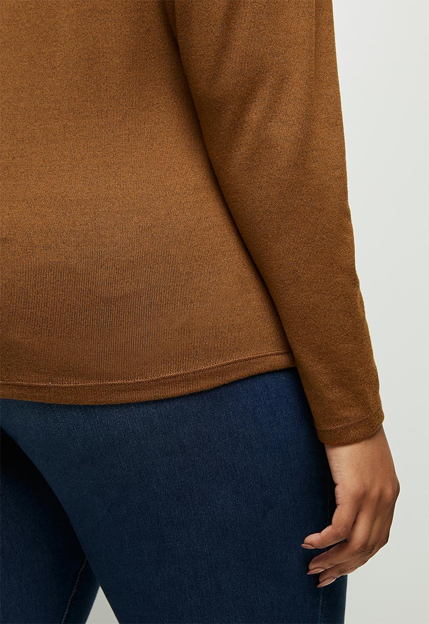 edit Plus - Round neck mutton sleeve tee - rust