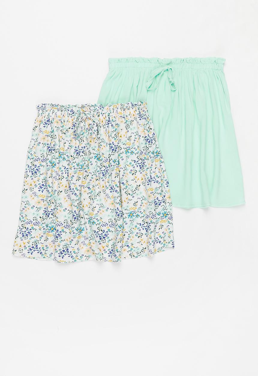 Pop Candy - Younger girls 2-pack skirts - white & mint 