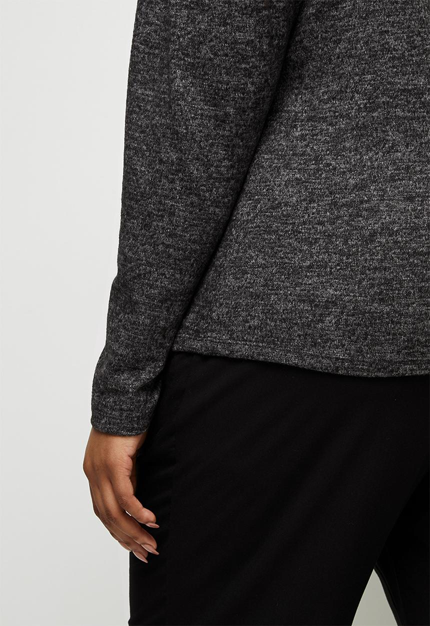 edit Plus - Round neck mutton sleeve tee - black & grey 