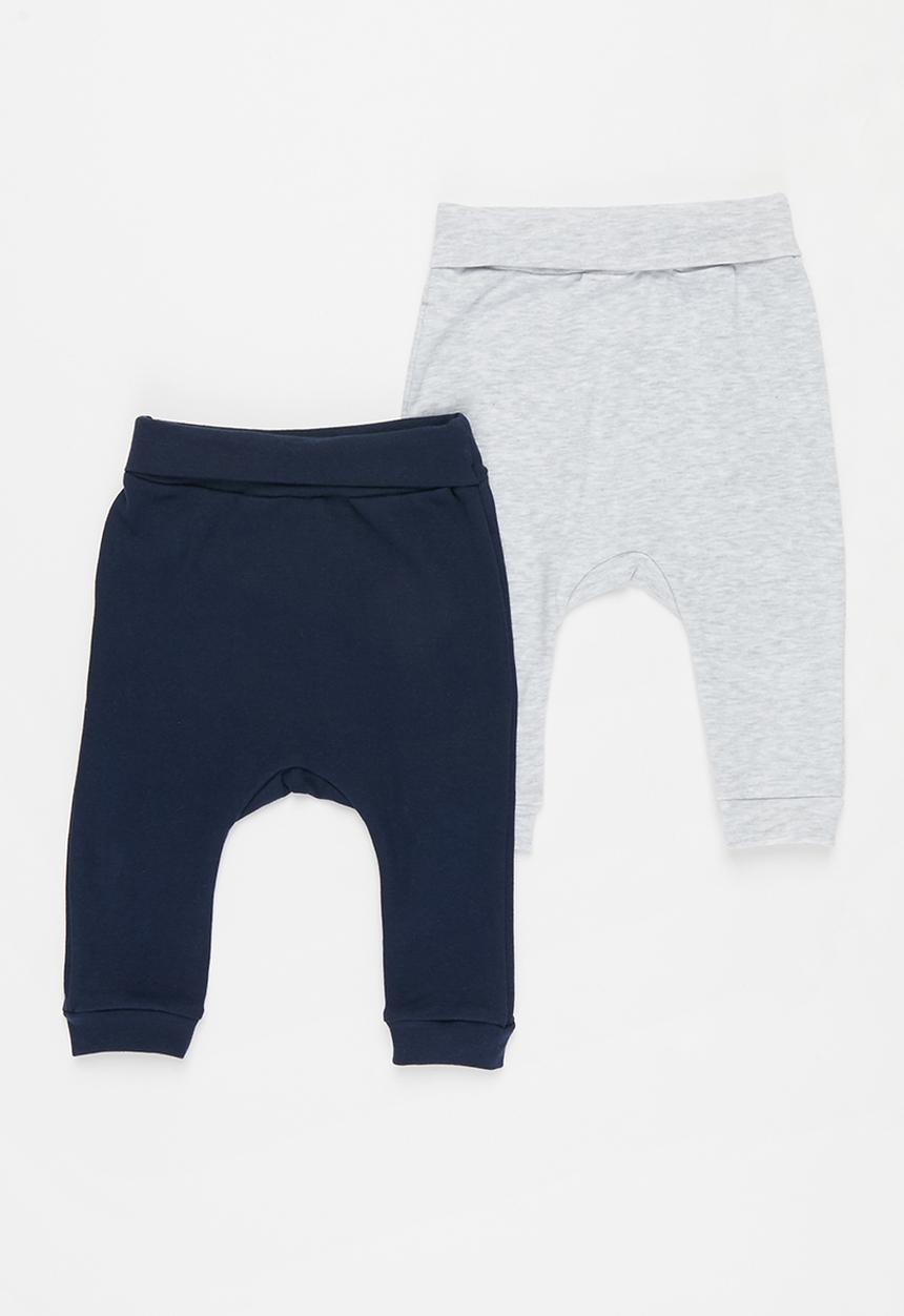 Pop Candy - Baby boys 2-pack ribbed leggings - navy & grey